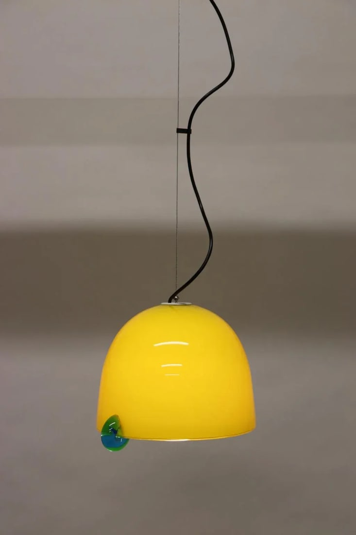 Mid-Century Modern Pendant Lamp Murano Yellow Glass - 3