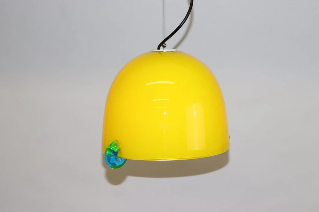 Mid-Century Modern Pendant Lamp Murano Yellow Glass - 5