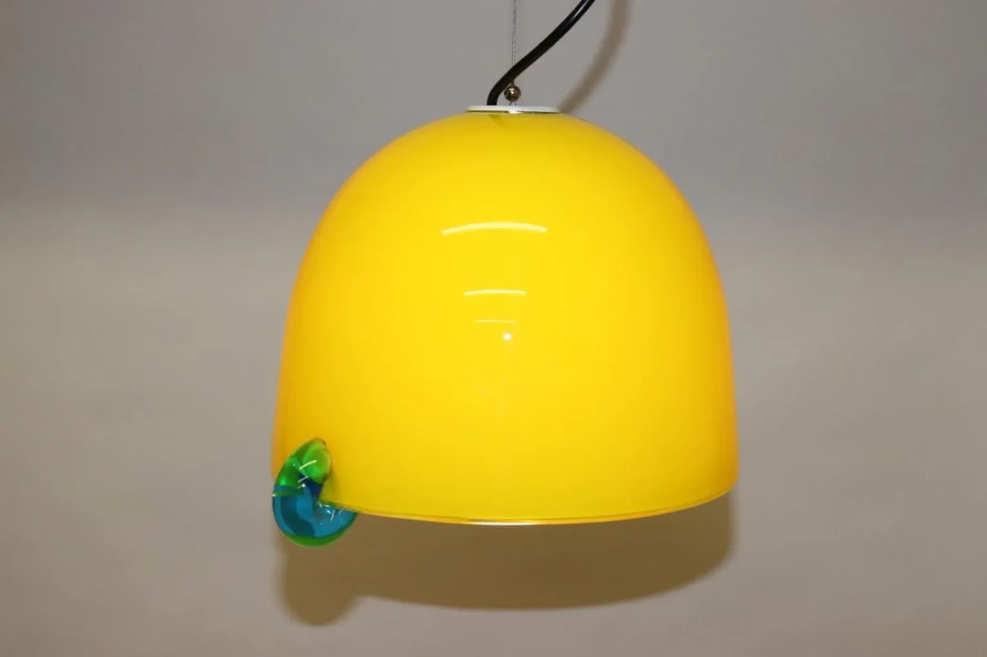 Mid-Century Modern Pendant Lamp Murano Yellow Glass - 6
