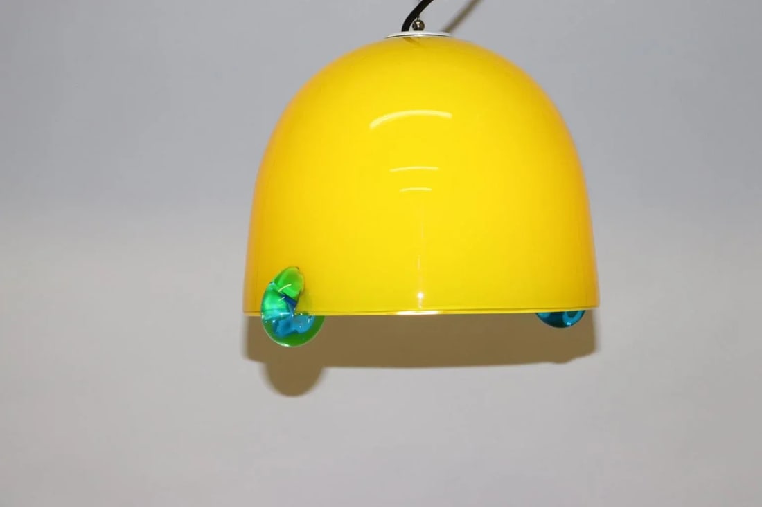 Mid-Century Modern Pendant Lamp Murano Yellow Glass - 7