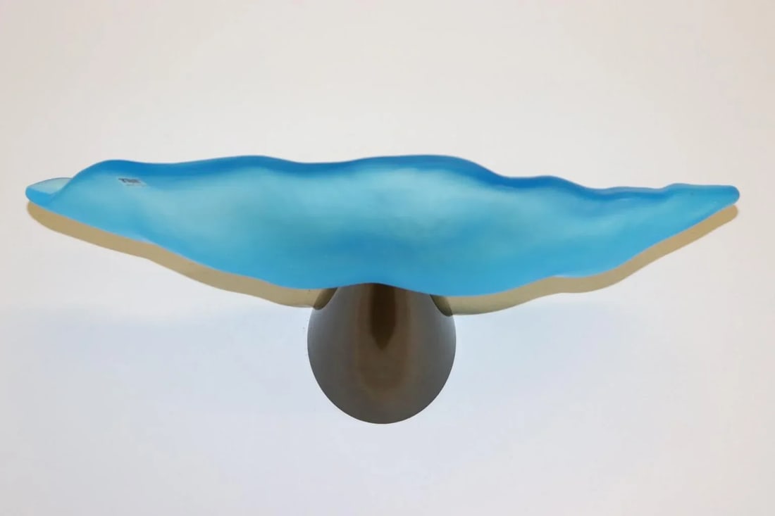 Carlo Nason "Lithos" Aquamarine Murano Hand Cast Glass Wall Lamp, Mid-Century Modern - 13