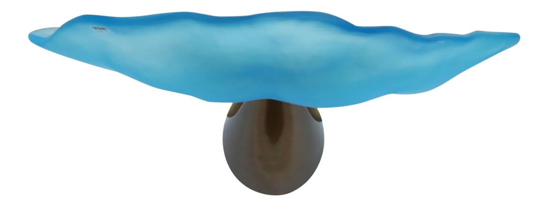 Carlo Nason "Lithos" Aquamarine Murano Hand Cast Glass Wall Lamp, Mid-Century Modern: Murano Wall Light, Hand Cast Glass Aquamarine Diffuser Satin Finish, Nickel-plated gun-metal mounting. The "Lithos" was designed by Carlo Nason and manufactured by ITRE. Documented. Dimensions: width