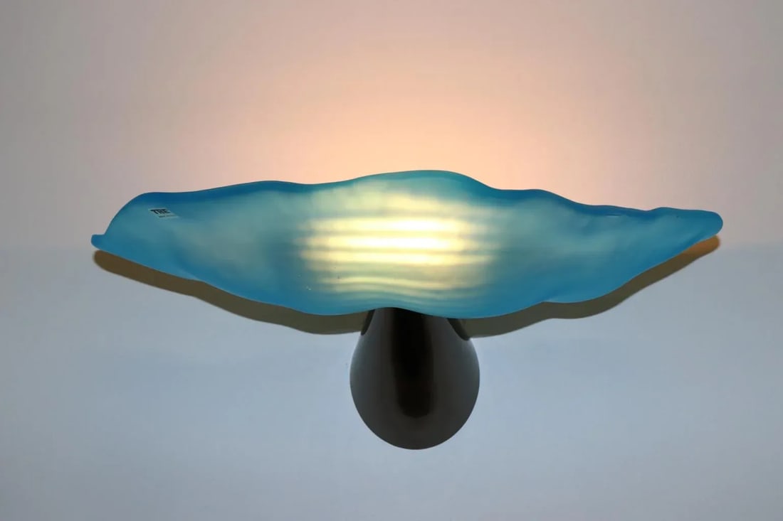 Carlo Nason "Lithos" Aquamarine Murano Hand Cast Glass Wall Lamp, Mid-Century Modern - 2