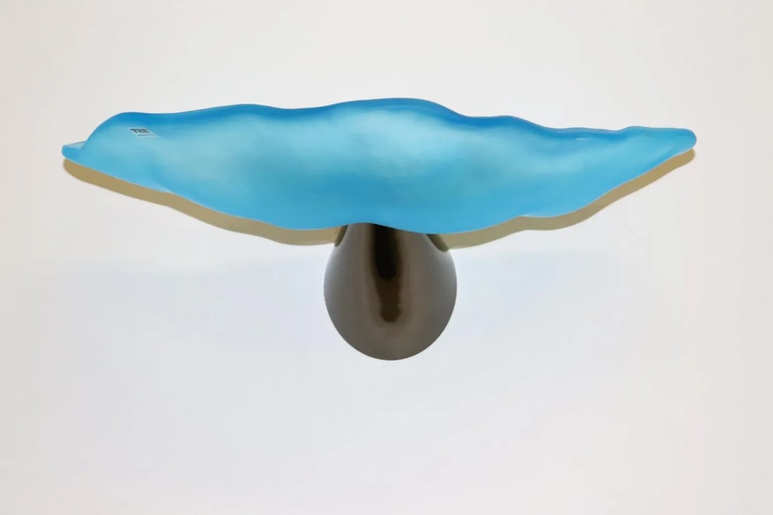 Carlo Nason "Lithos" Aquamarine Murano Hand Cast Glass Wall Lamp, Mid-Century Modern - 3