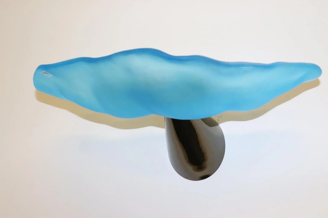 Carlo Nason "Lithos" Aquamarine Murano Hand Cast Glass Wall Lamp, Mid-Century Modern - 9