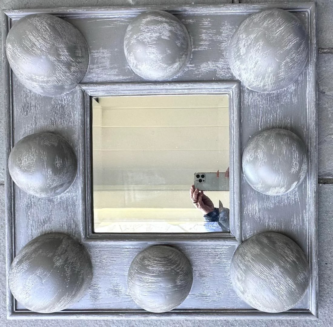 Square Boulder Mirror With Gray Wash Finish - 7