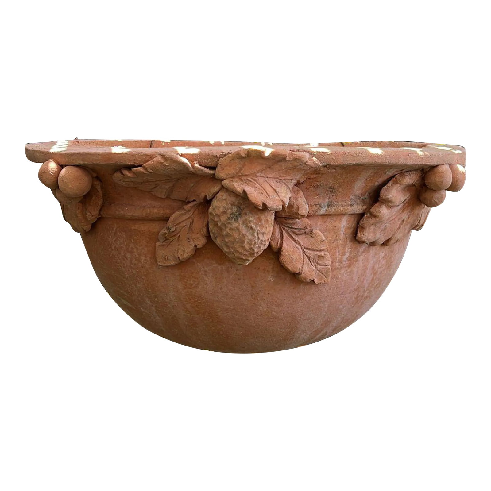 Italian Tuscan Terracotta Wall Pocket Vase With Lemon and Grapes: Italian Tuscan Terracotta wall pocket vase with lemon and grapes External dimension 12,5" wide 6.5" deep 6" H Internal dimension 9" x 4"x 5"h Use them as half planters or as wonderful sconces! We can 