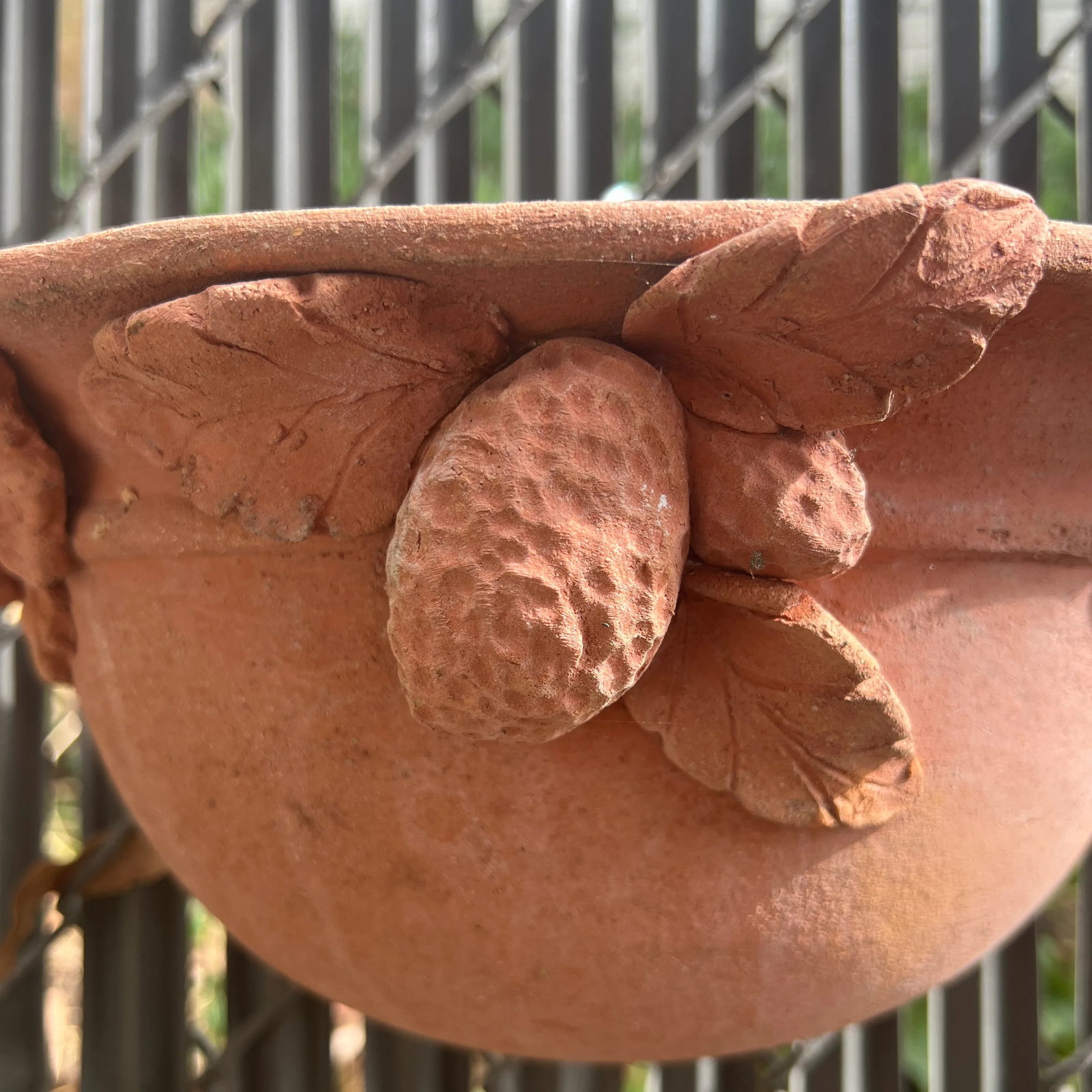 Italian Tuscan Terracotta Wall Pocket Vase With Lemon and Grapes - 7