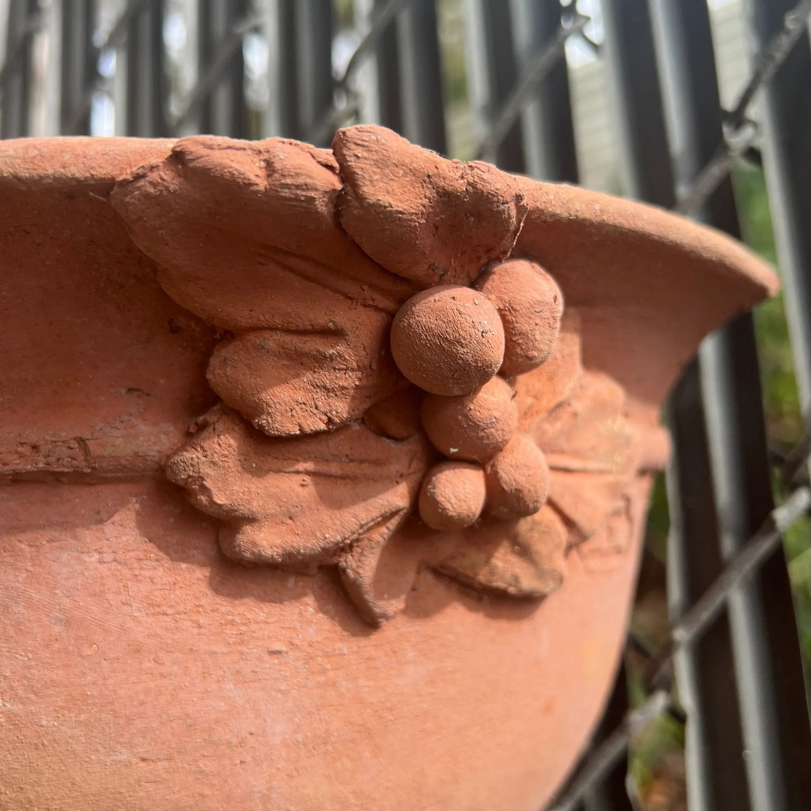 Italian Tuscan Terracotta Wall Pocket Vase With Lemon and Grapes - 8