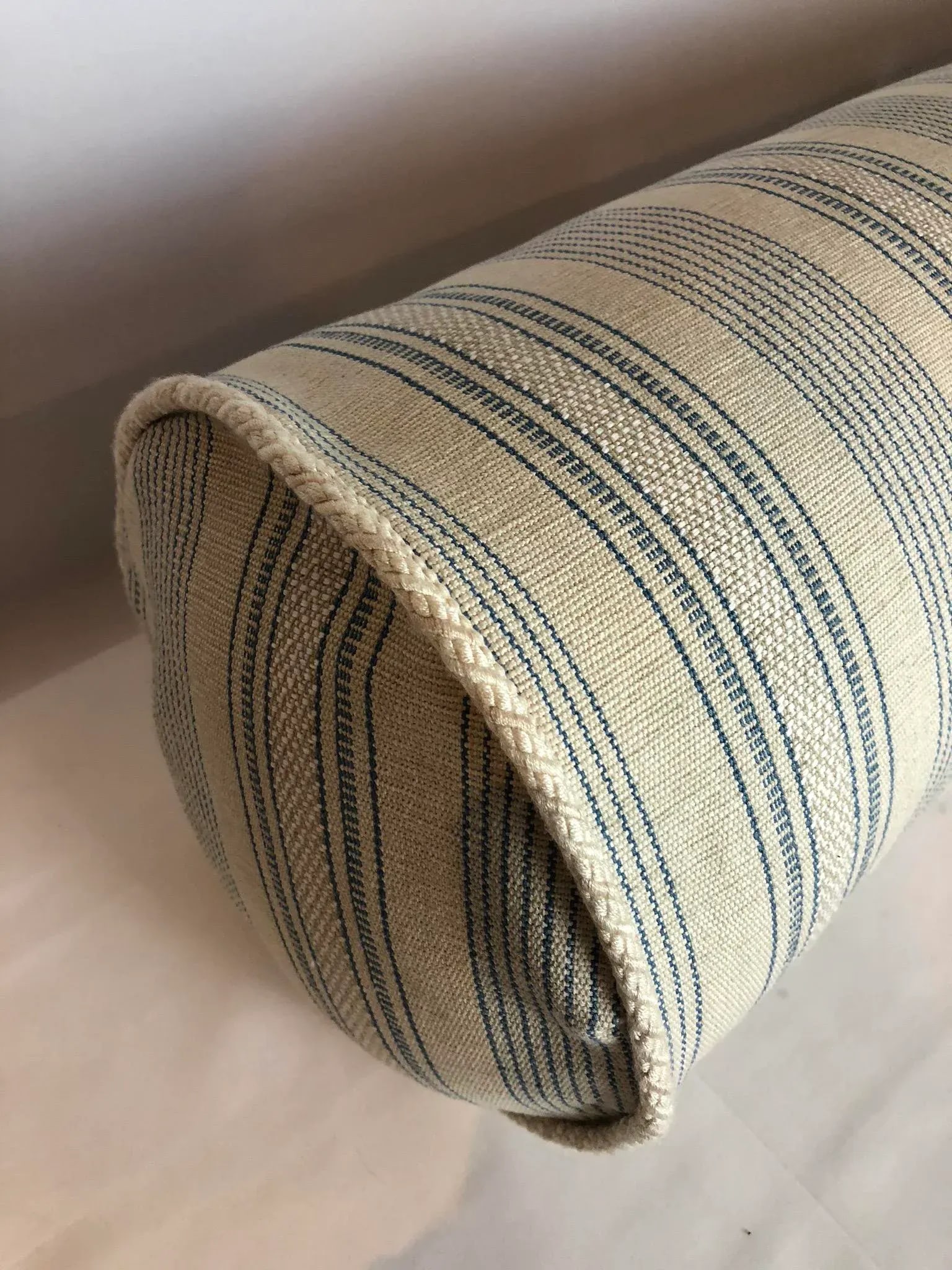 Woven Stripe Cowtan Tout Fabric Bolster With 90/10 Down Insert - 4
