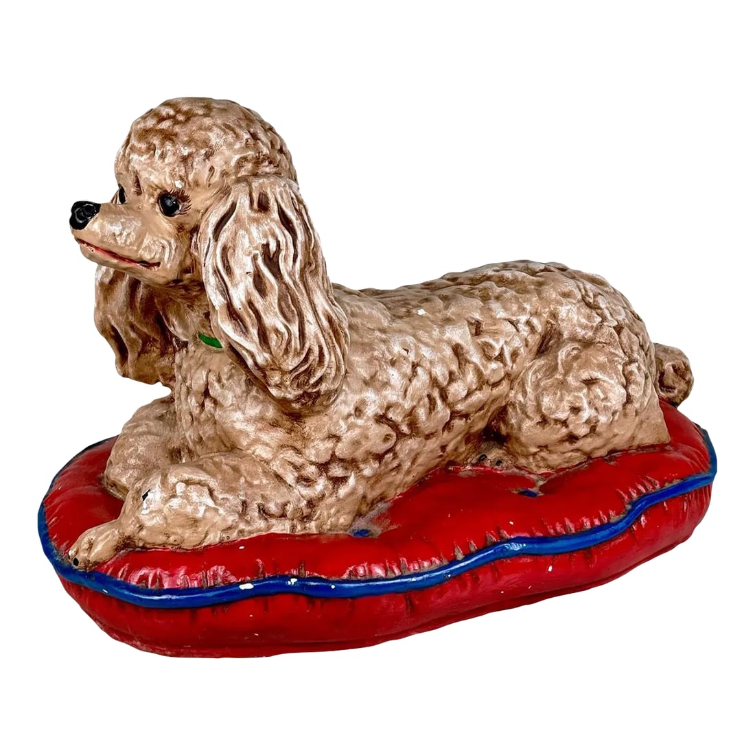 Vintage Large Poodle Dog on Tuft Pillow Sculpture Statue - 20" (1 of 9)