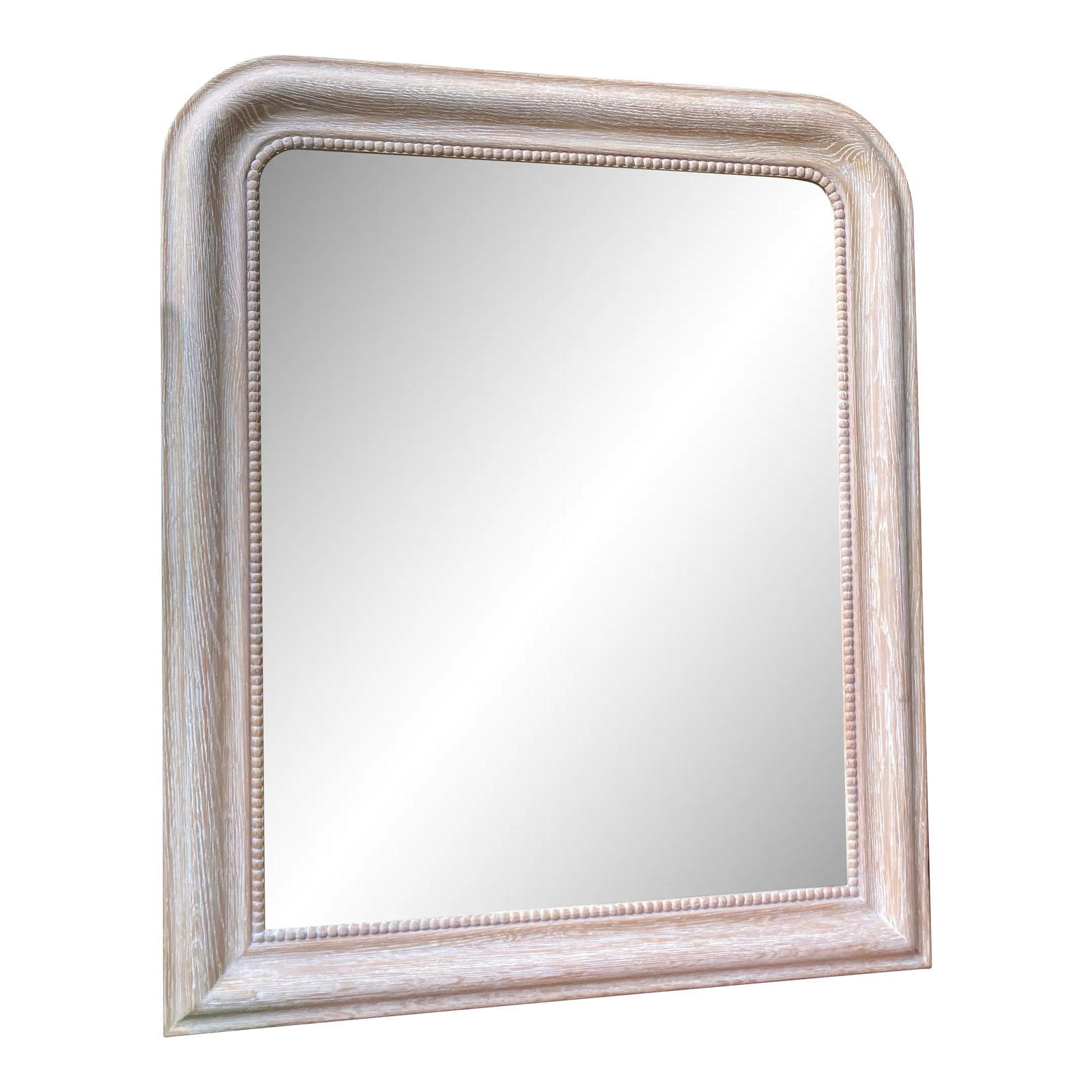 Serena & Lily Cerused Wood Arched Mirror: Serena & Lily "Alamere" arched mirror in light cerused wood. Condition: Alterations: Original Condition Unaltered Imperfections: Some Imperfections Condition Notes: Excellent condition. Origin: Viet N