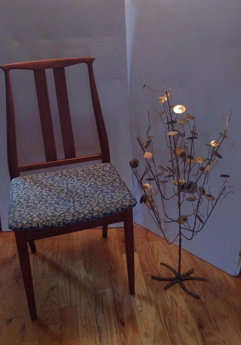 Vintage Mid-Century Brutalist Free Standing Metal Work Tree Sculpture by C. Jere Rain Drop - 10