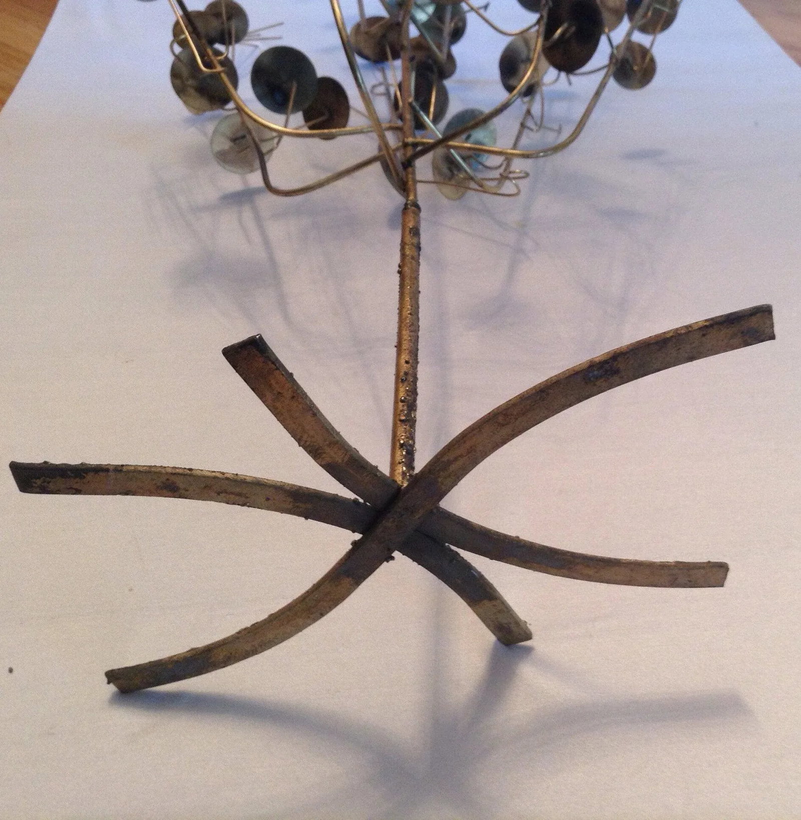 Vintage Mid-Century Brutalist Free Standing Metal Work Tree Sculpture by C. Jere Rain Drop - 9
