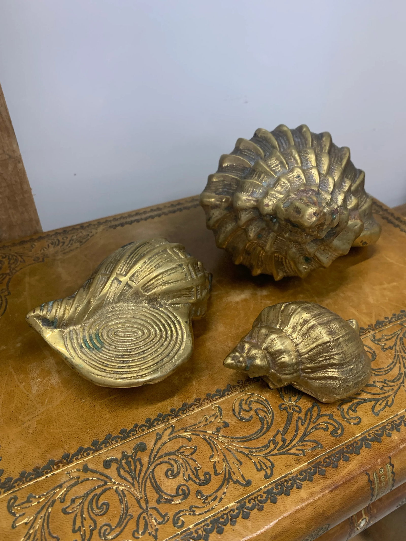 Vintage Set of 3 Brass Sea Shell Sculptures - 2