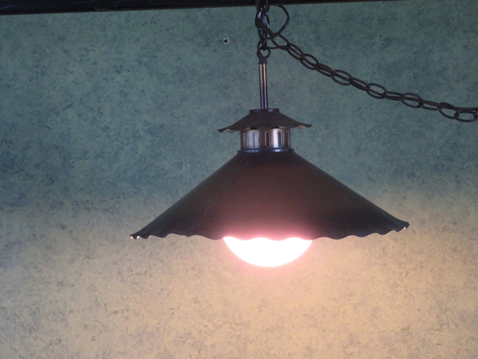 Vintage Hooded Hanging Lamp Pendant Light Metal With Long Decorative Chain - 6