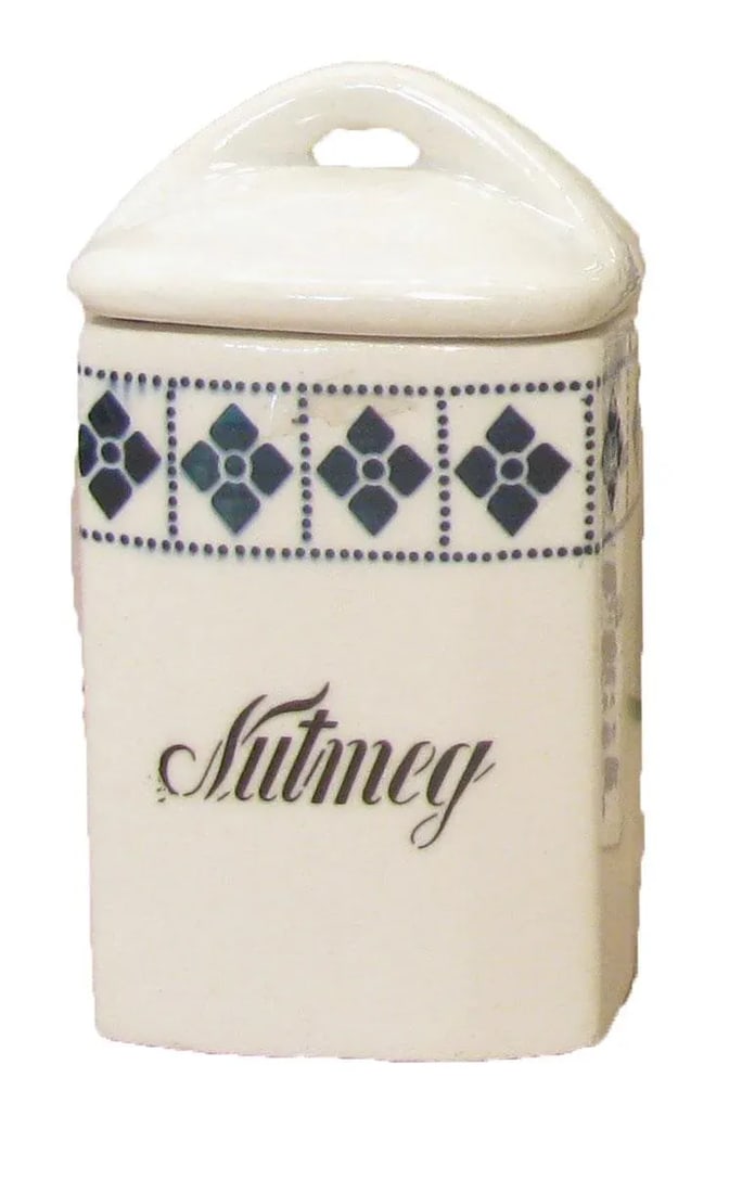 German Art Deco Blue & White Ironstone Canisters, S/3 - 2