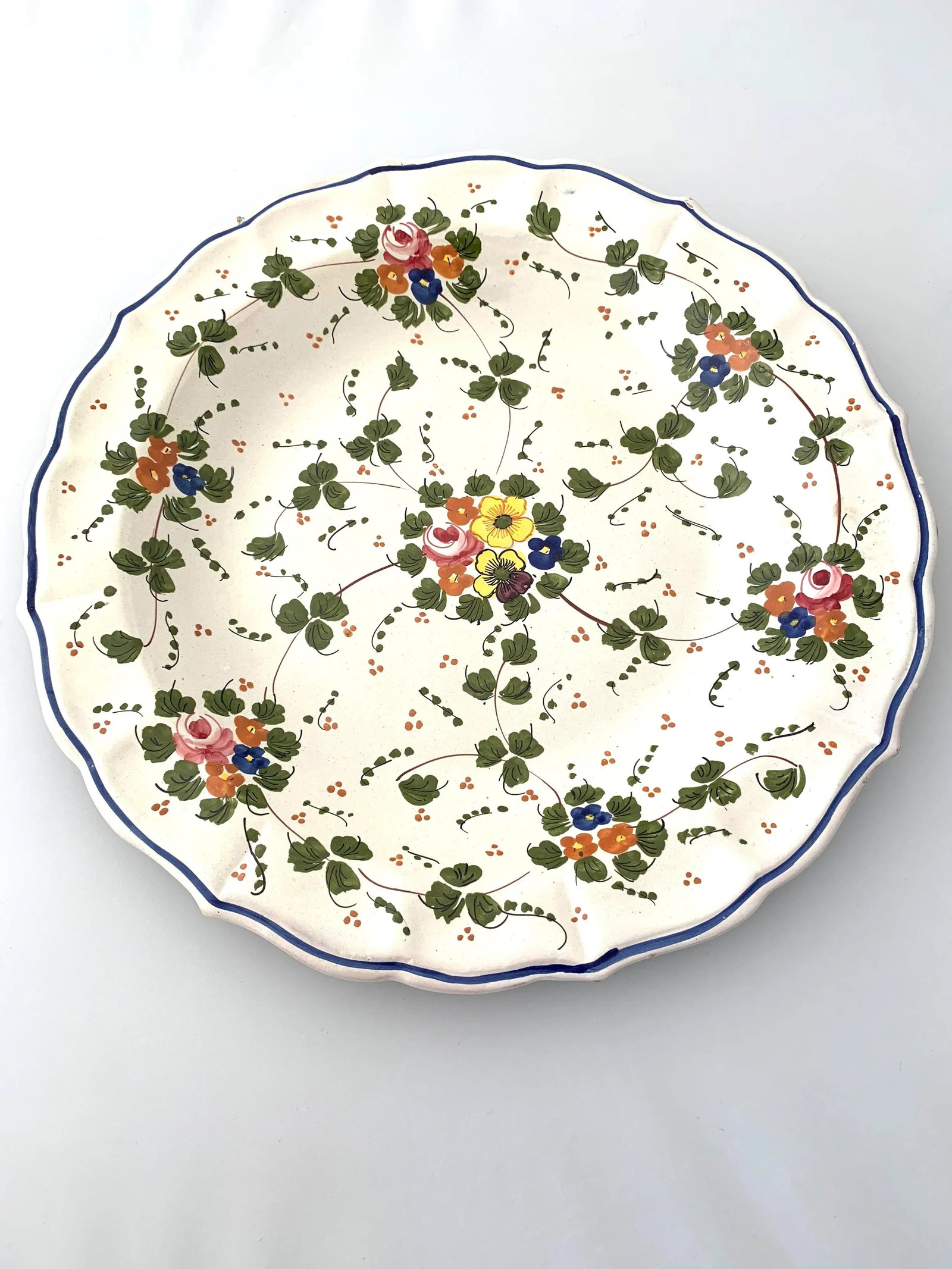 Vintage Italian Ceramic Hand Painted Botanical Serving Tray - 2