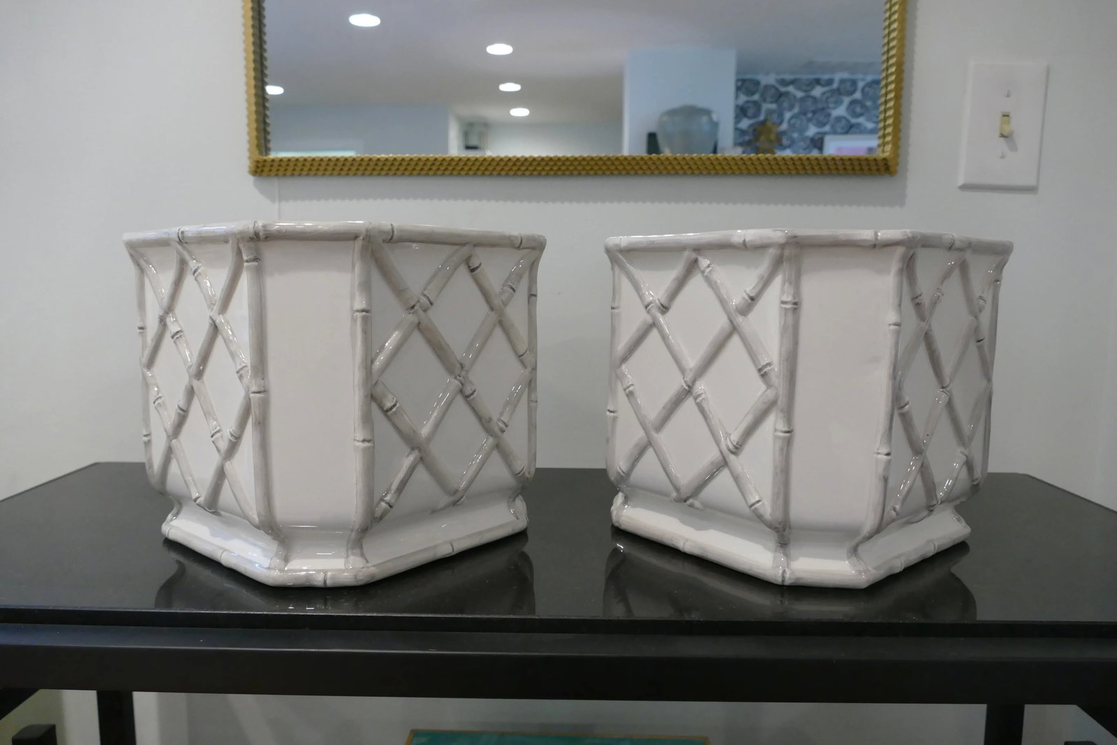 Square Bamboo Cachepots - A Pair - 2