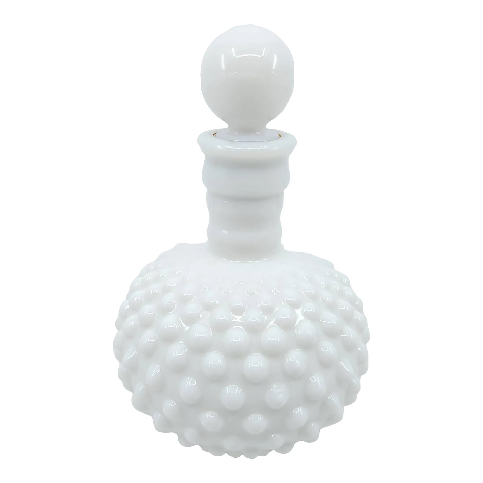 Vintage Hobnail Milk Glass Perfume Bottle (1 of 5)