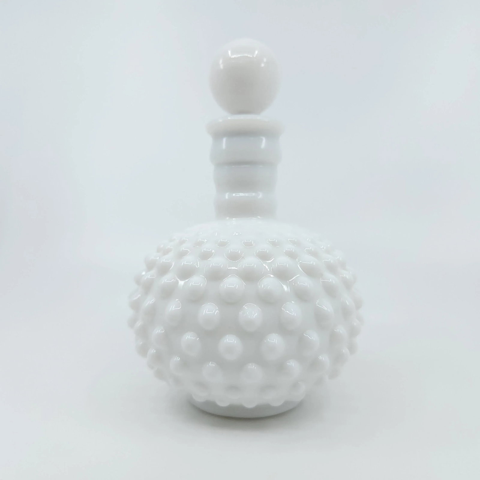 Vintage Hobnail Milk Glass Perfume Bottle - 2