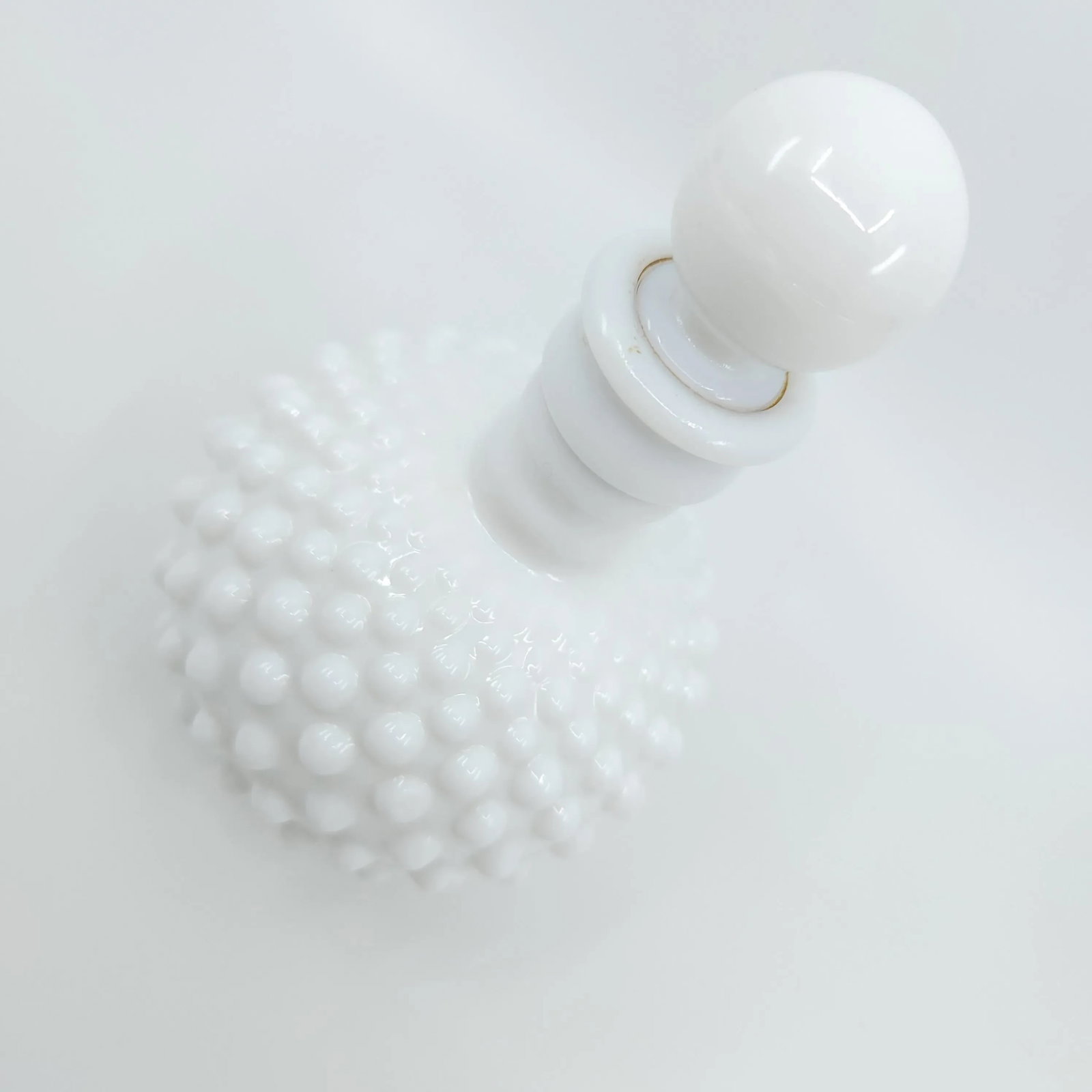 Vintage Hobnail Milk Glass Perfume Bottle - 4