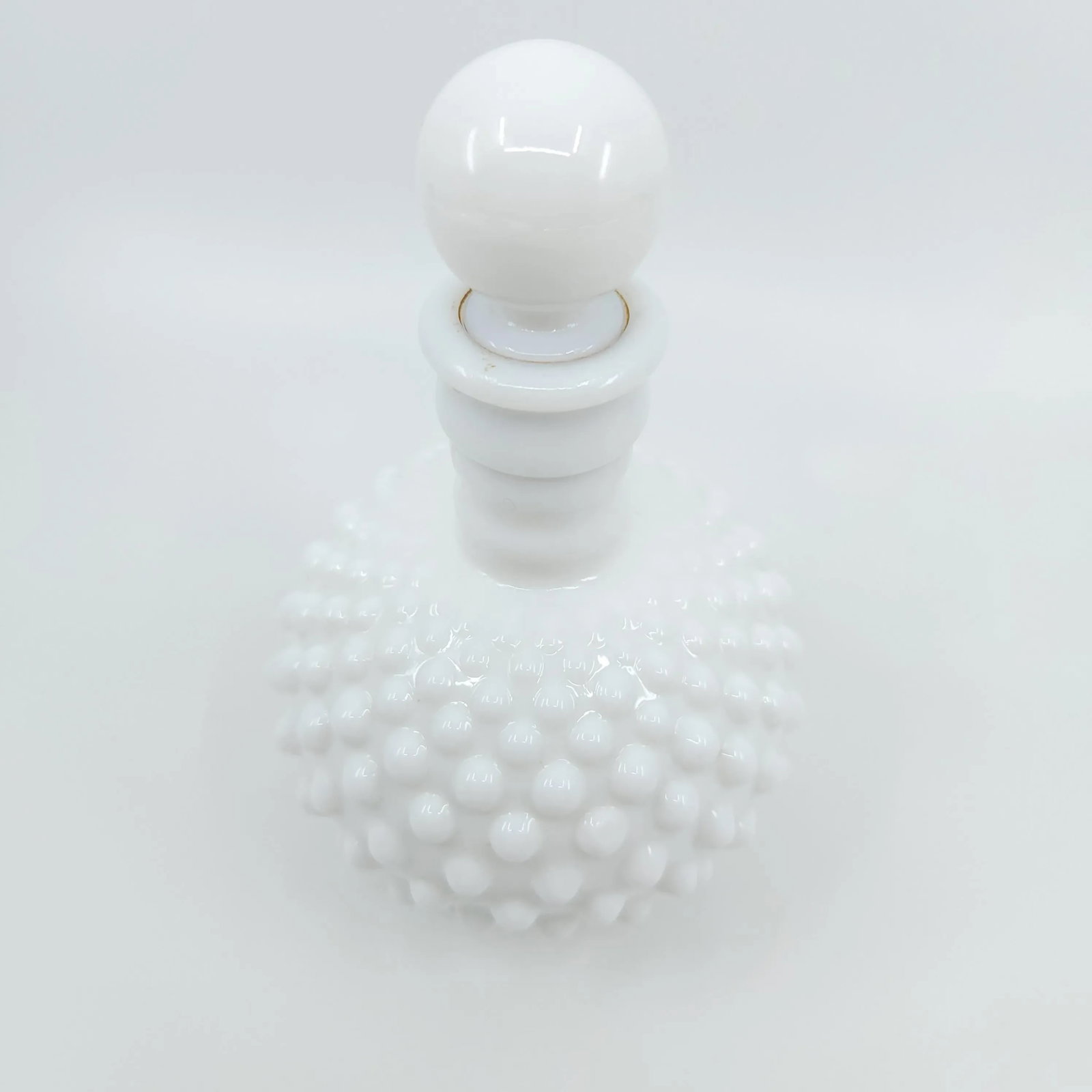 Vintage Hobnail Milk Glass Perfume Bottle - 5
