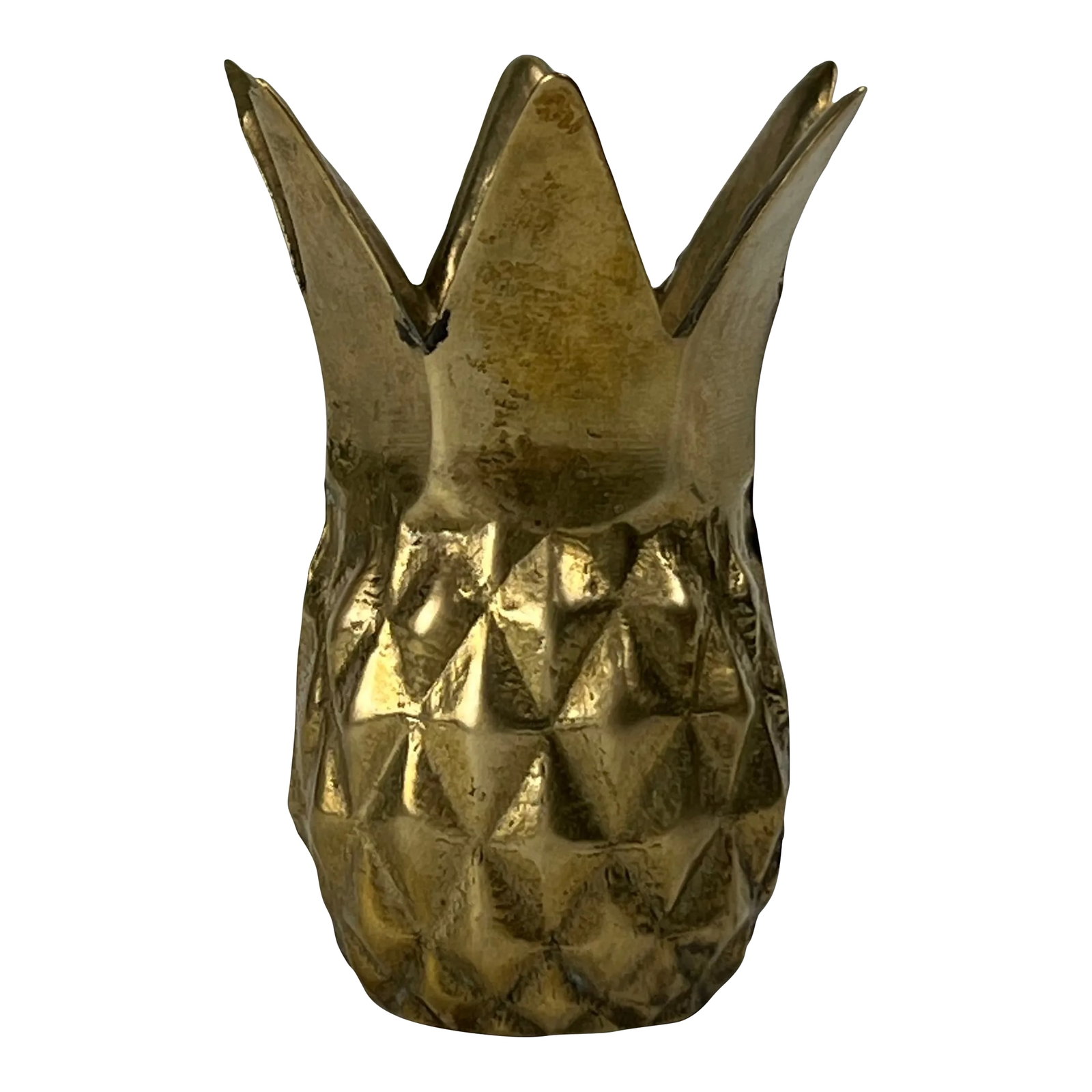 Vintage Mini Brass Pineapple Candle Holder: Add a pinch of pineapple into your decor with this little gem. Marked Andrea by Sadak. Condition: Alterations: Original Condition Unaltered Imperfections: Some Imperfections Condition Notes: Excellent