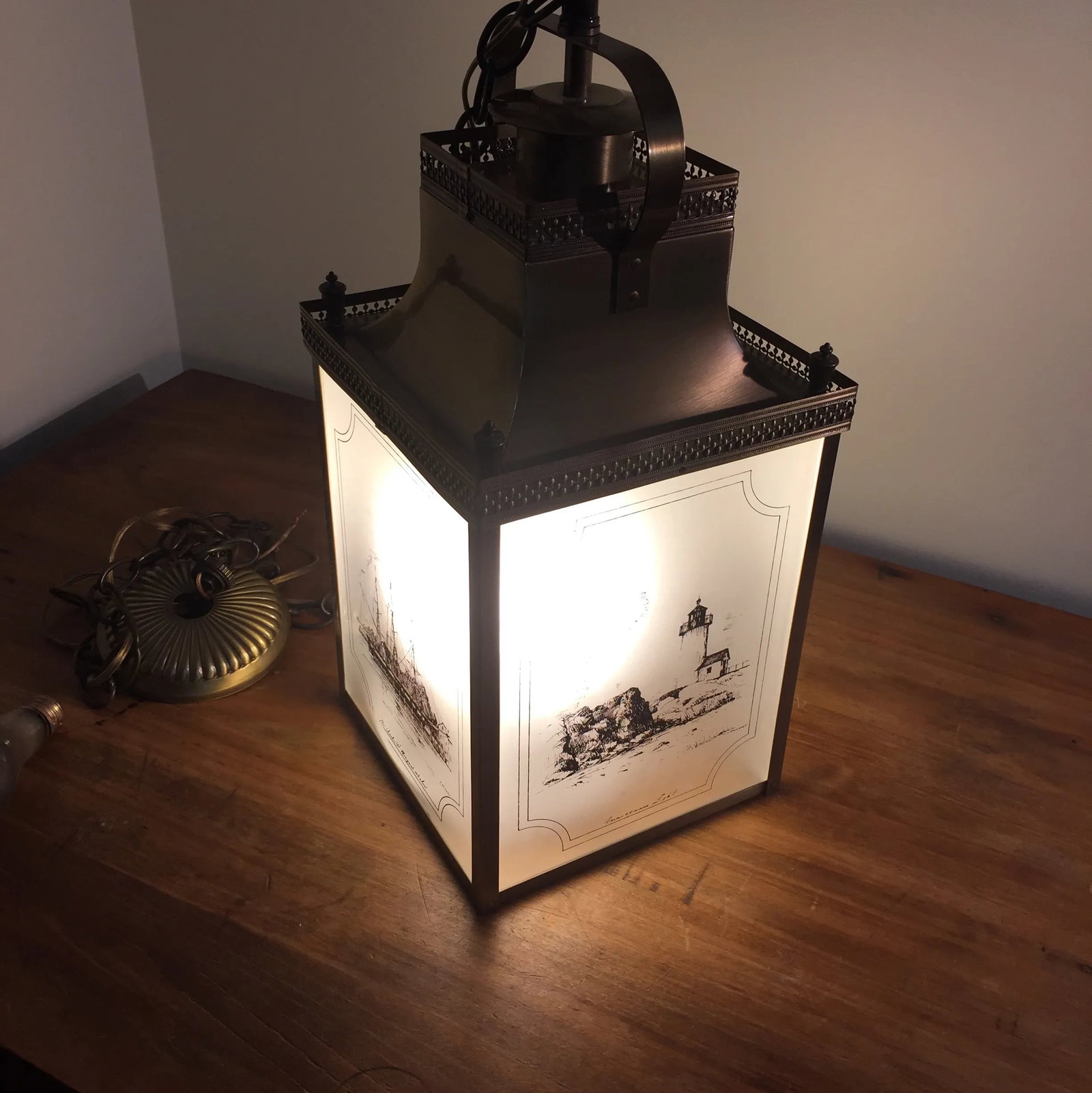 Brass & Glass Nautical Swag/Pendant Light - 10