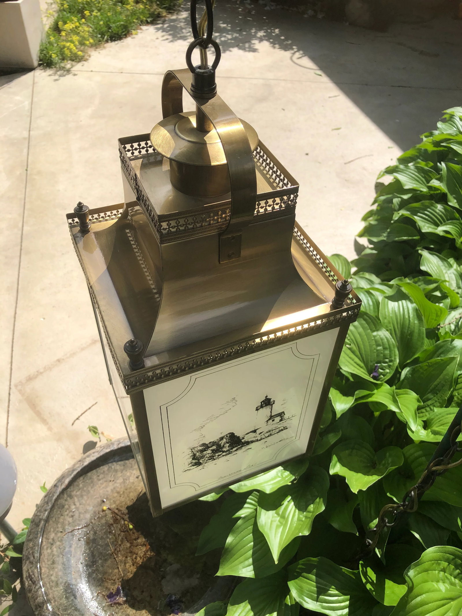 Brass & Glass Nautical Swag/Pendant Light - 12