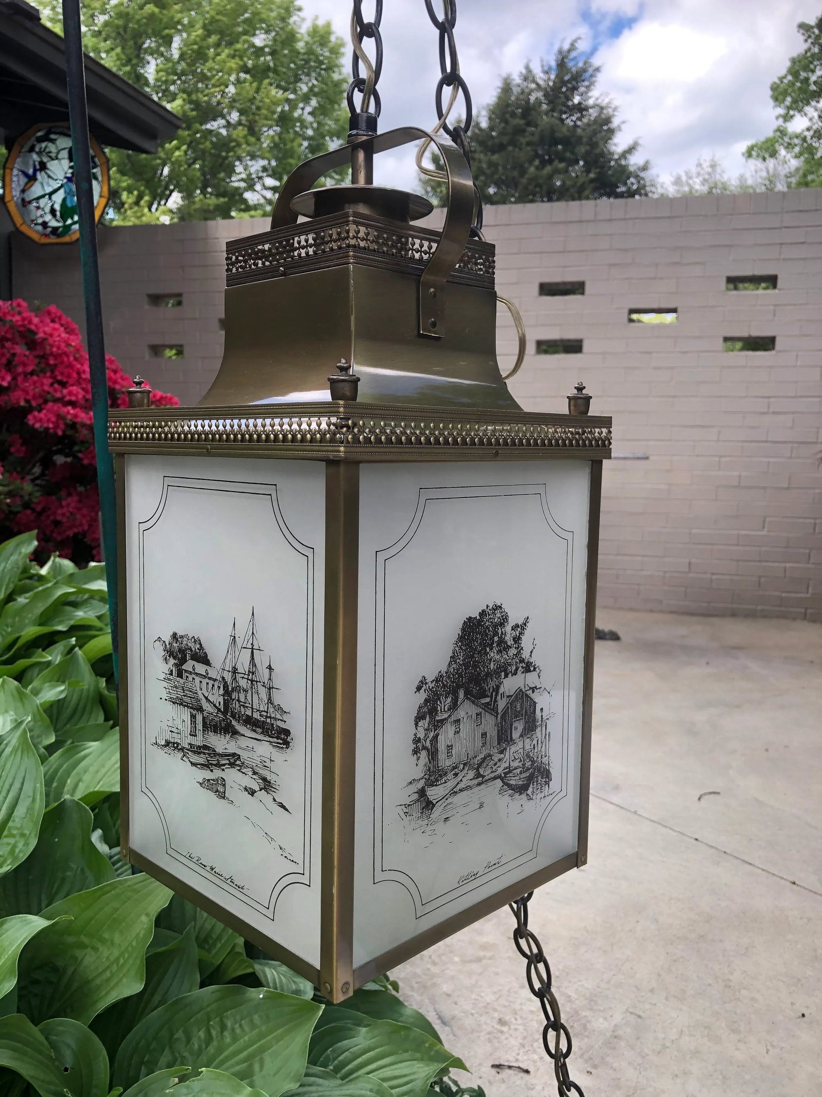 Brass & Glass Nautical Swag/Pendant Light - 13