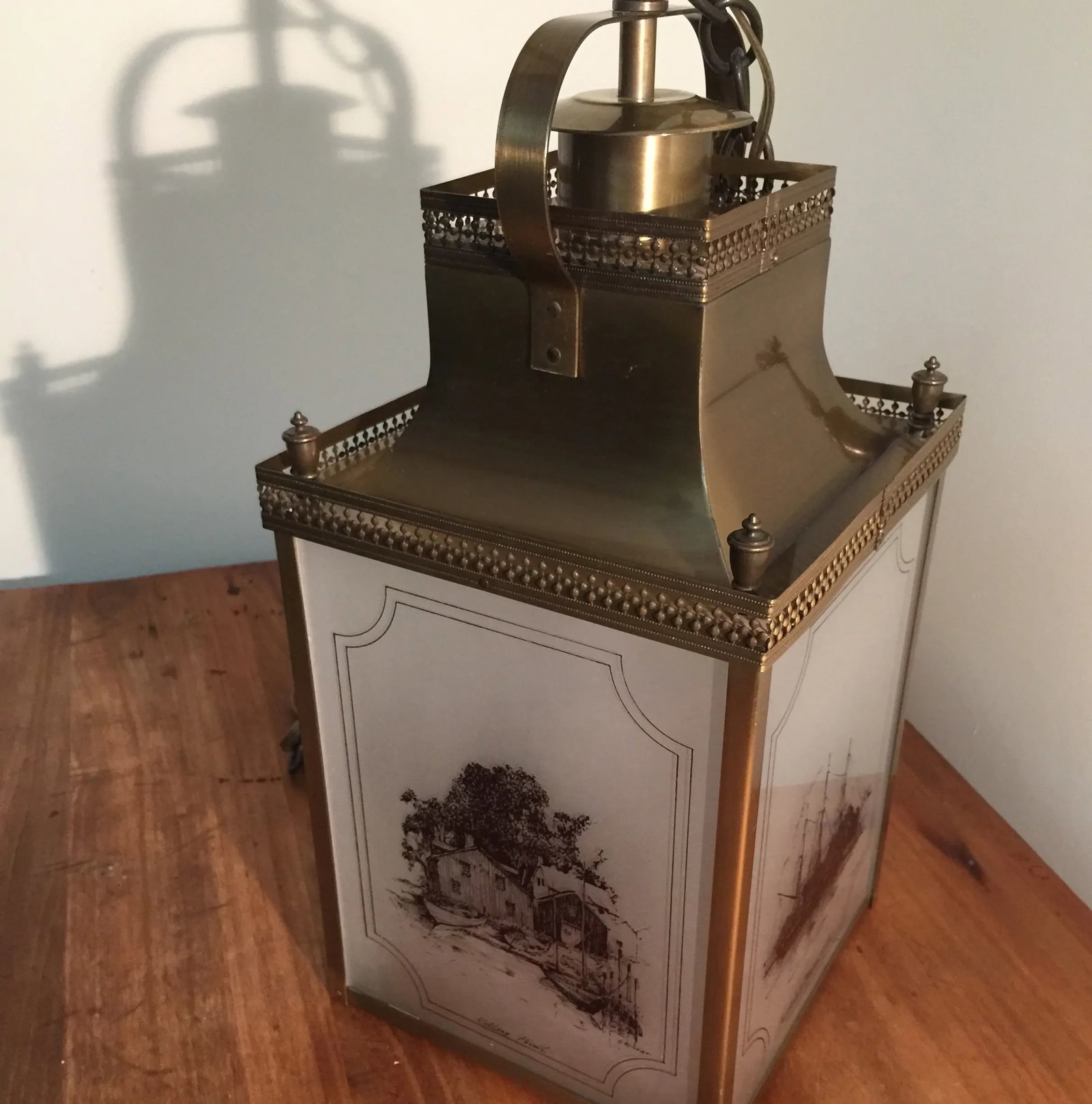 Brass & Glass Nautical Swag/Pendant Light - 3