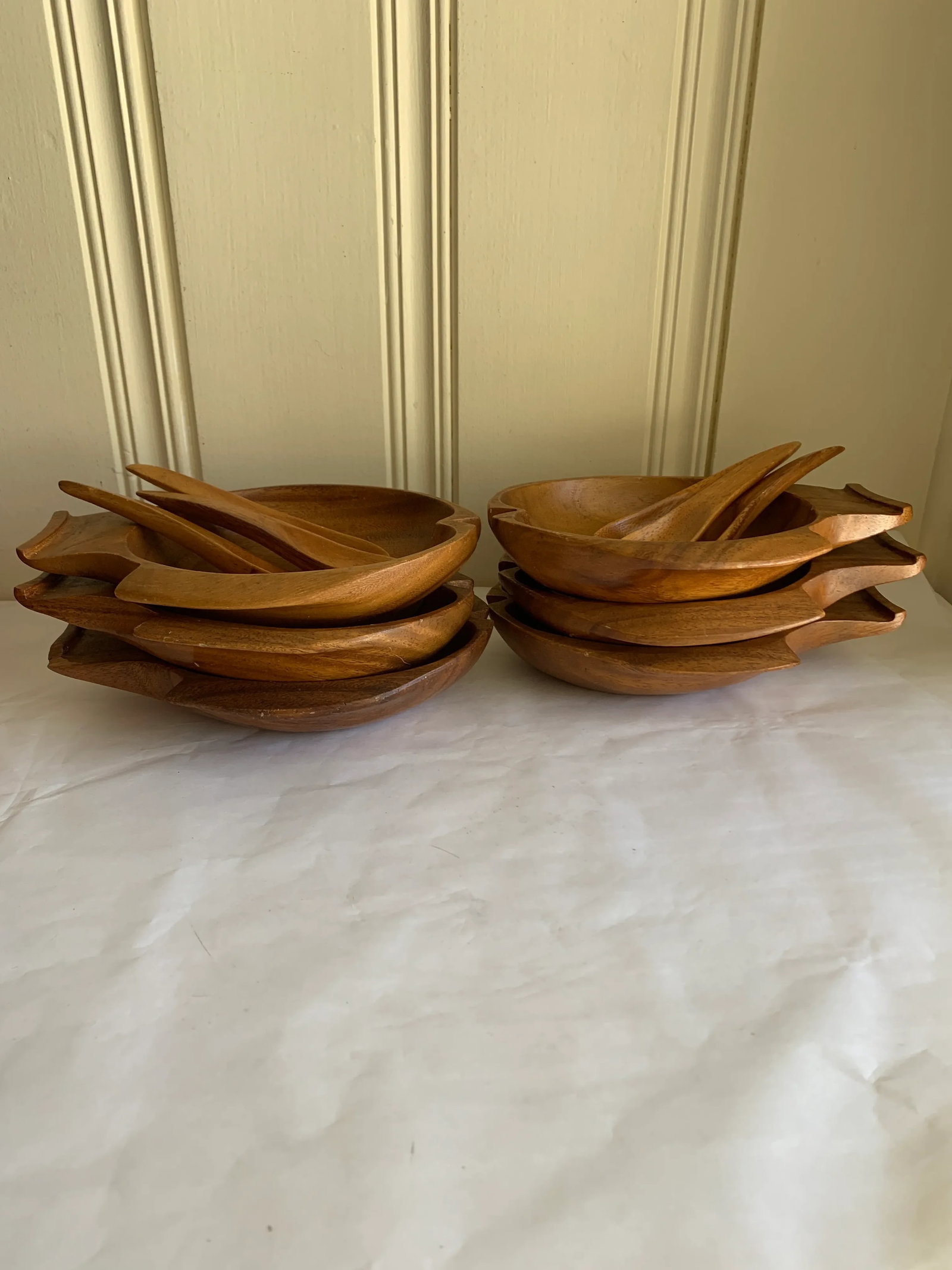 Fish Shaped Monkey Pod Wood Bowls & Spoons - 11