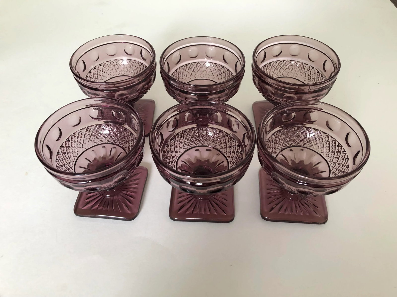 Vintage Purple Glass Set of 6 Sherbet Glasses - 2