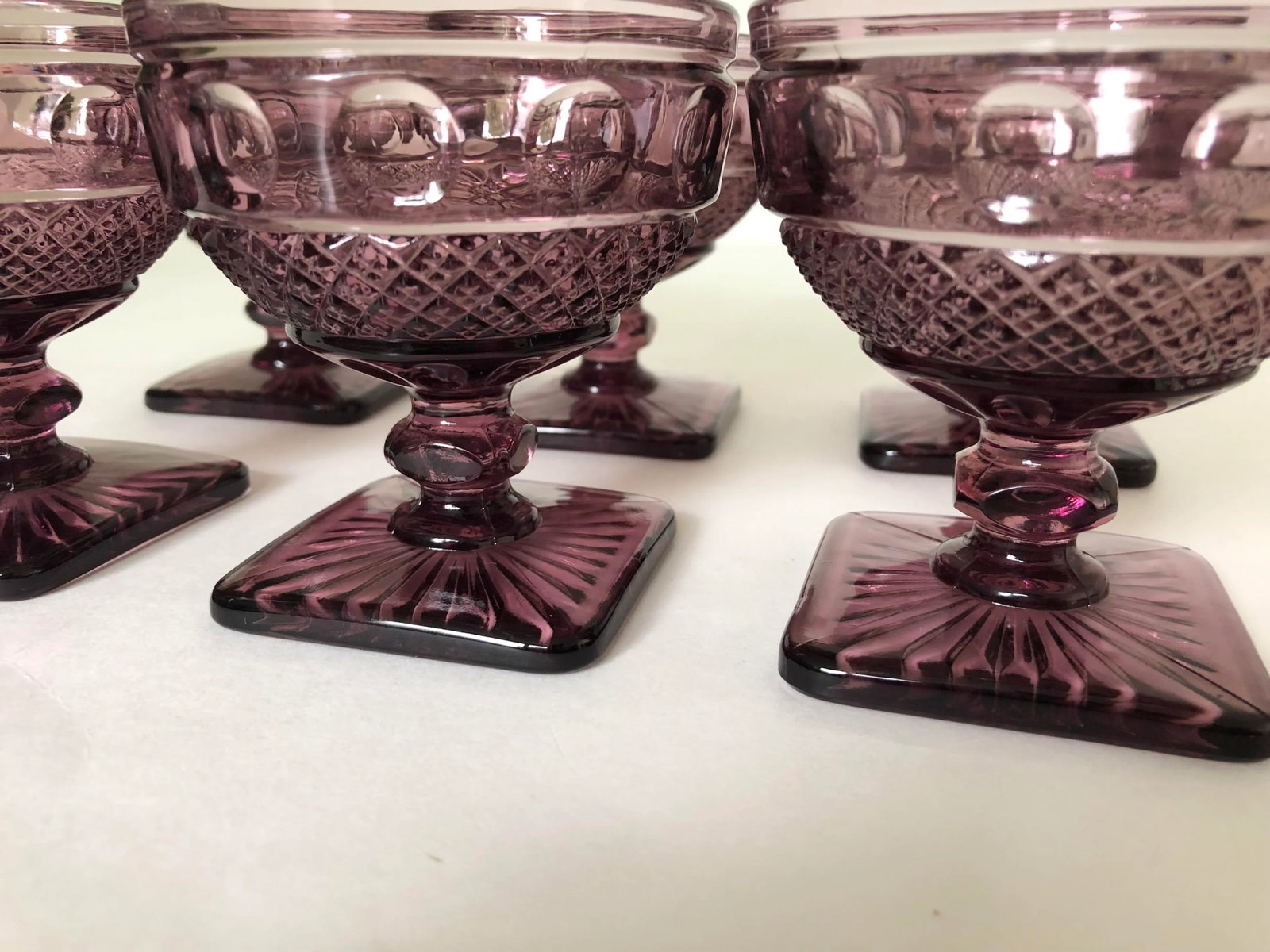 Vintage Purple Glass Set of 6 Sherbet Glasses - 3