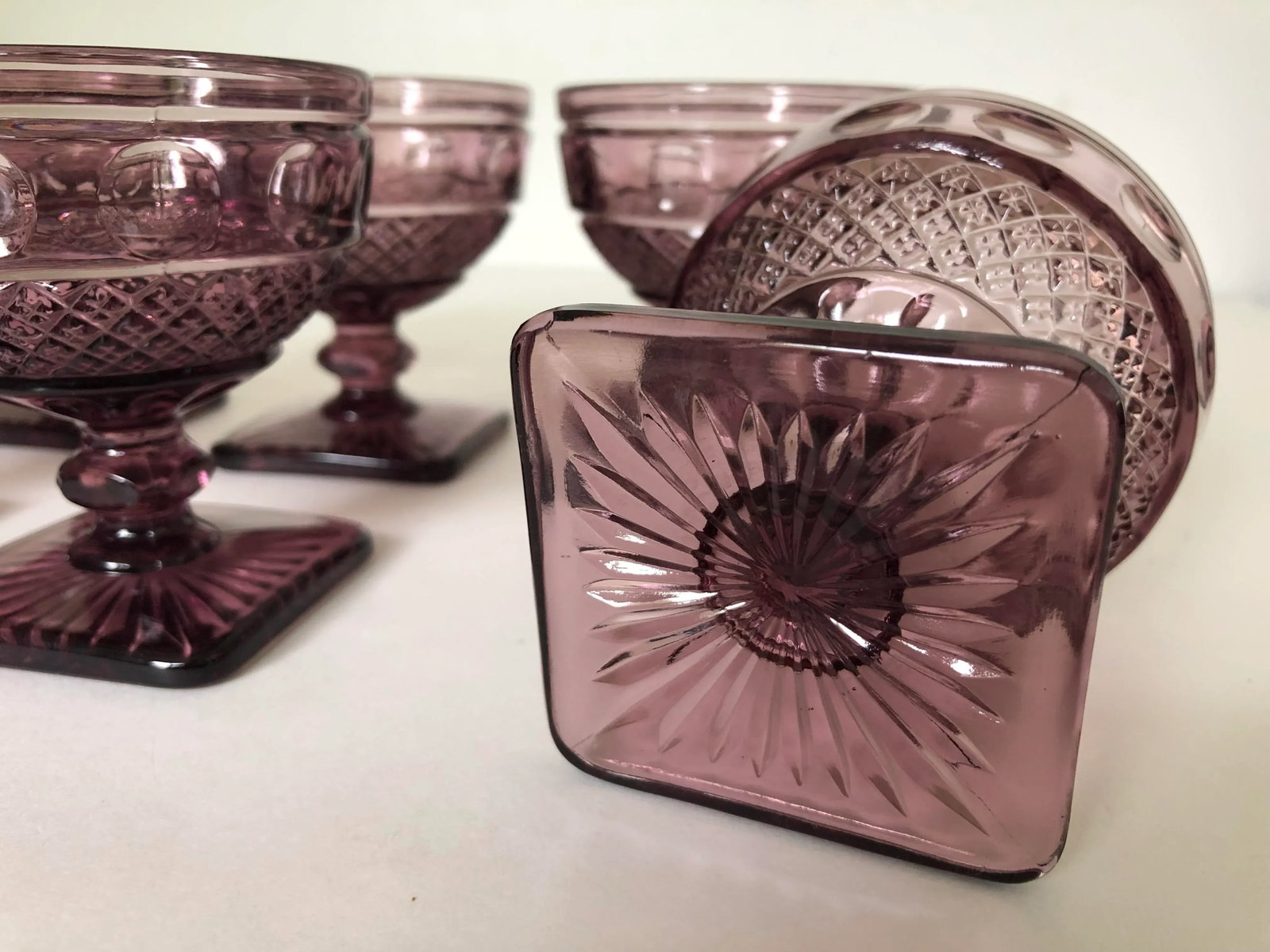 Vintage Purple Glass Set of 6 Sherbet Glasses - 4