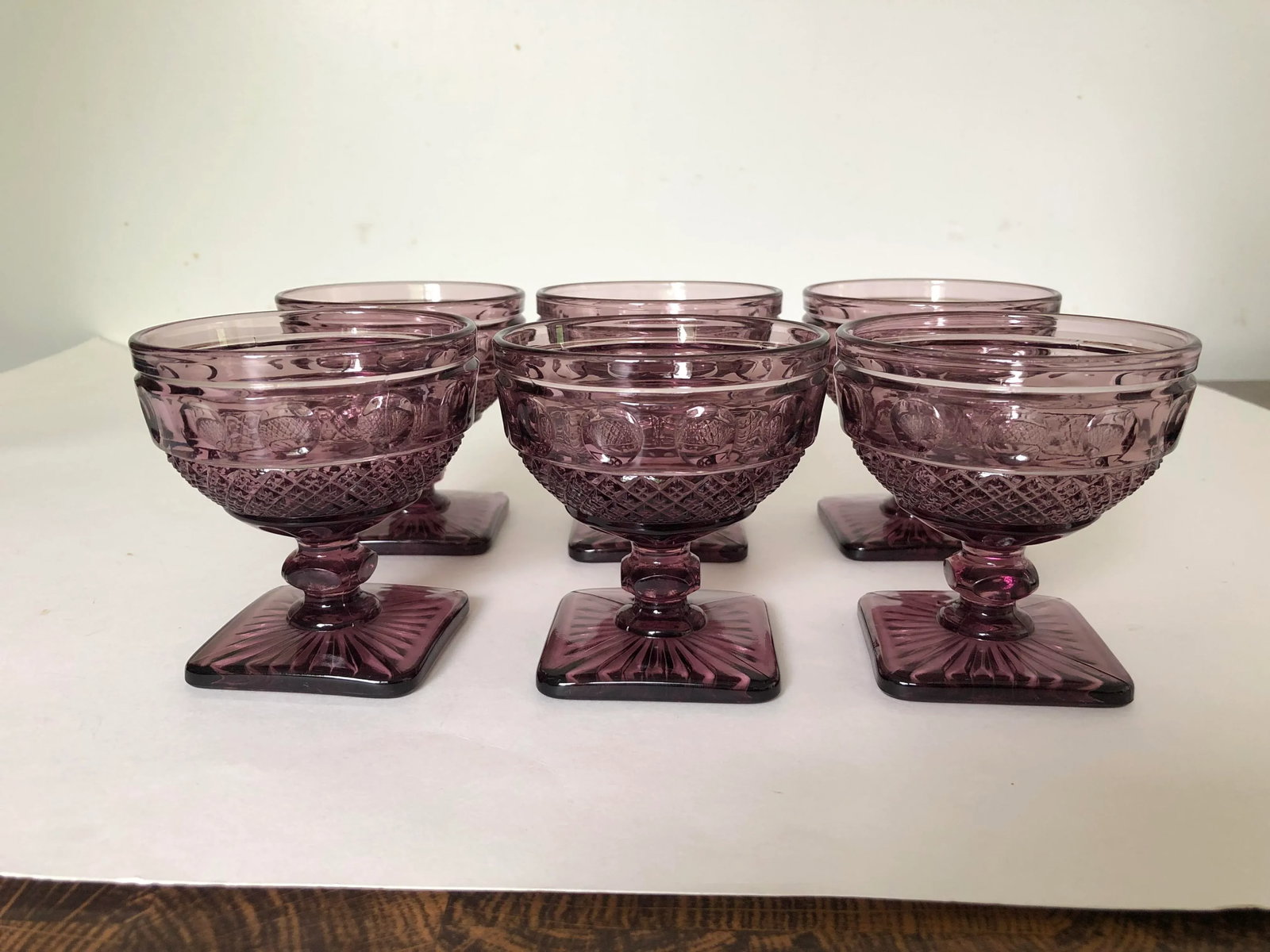 Vintage Purple Glass Set of 6 Sherbet Glasses - 6