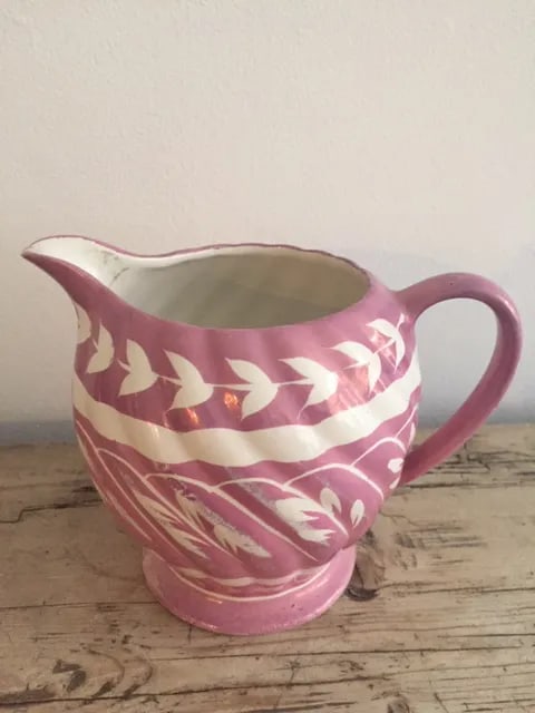 Sandler Ironstone Pink Lustre Ware Creamer - 2