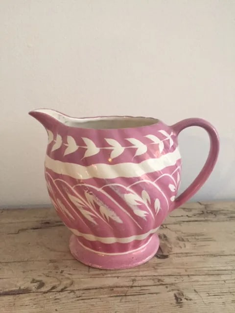 Sandler Ironstone Pink Lustre Ware Creamer - 4