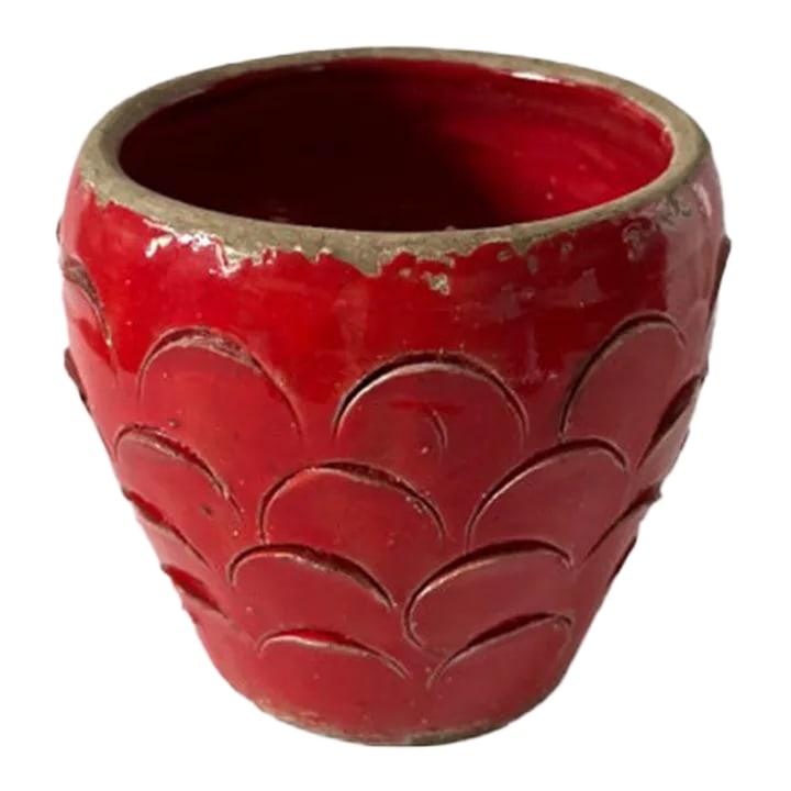 Vietri Majolica Rustic Red Pottery Bowl: Featuring a unique scalloped design and a bright, beautiful red hue, this rustic, rough-by-design little bowl is handcrafted of Italian stoneware in Umbria. The piece has a fun shape and cheerful colo