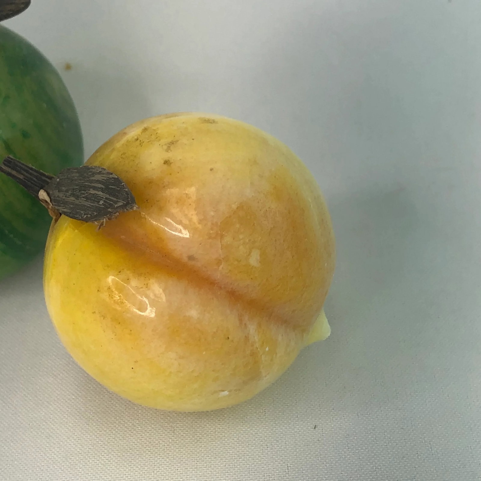 Vintage Variegated Alabaster Apple and Peach - Set of 2 - 3
