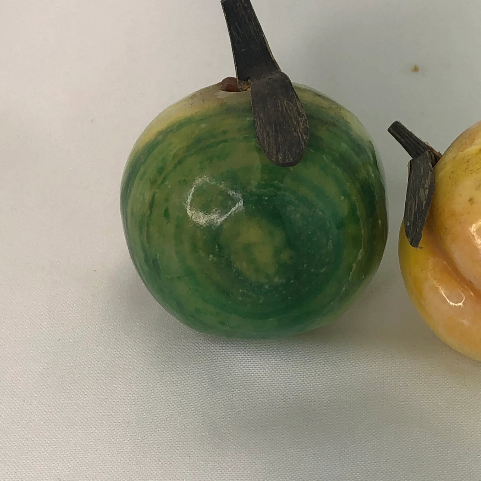 Vintage Variegated Alabaster Apple and Peach - Set of 2 - 8