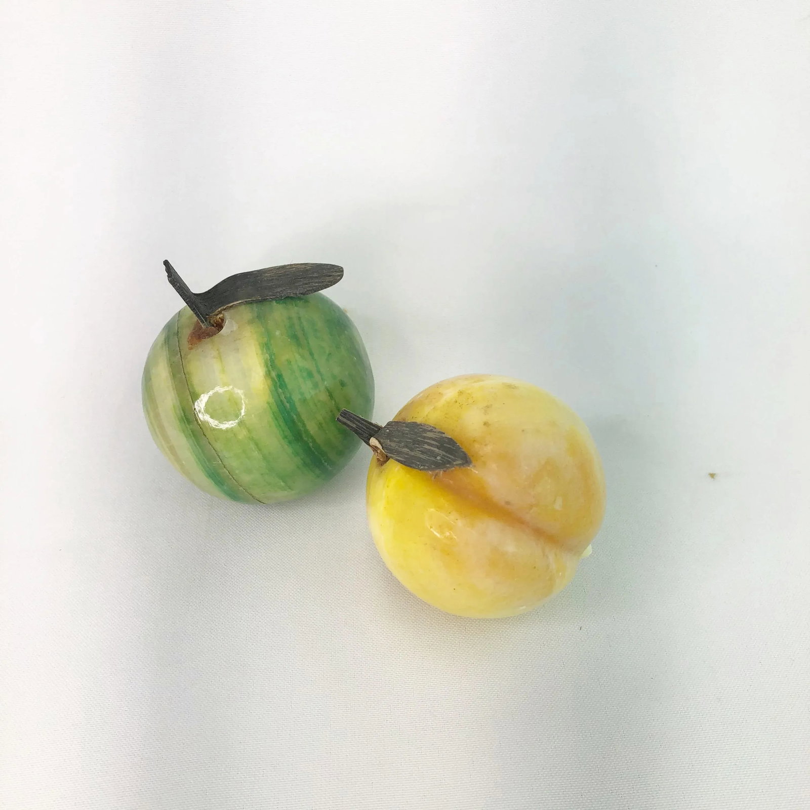 Vintage Variegated Alabaster Apple and Peach - Set of 2 - 9