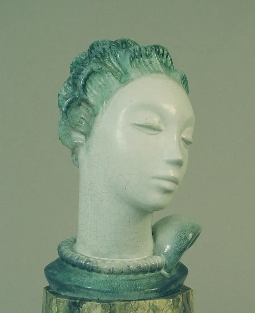 Art Deco Danish Porcelain Bust of a Woman - 3