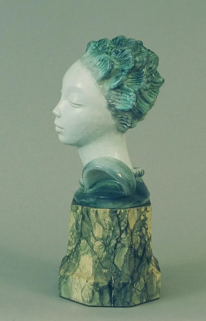 Art Deco Danish Porcelain Bust of a Woman - 5