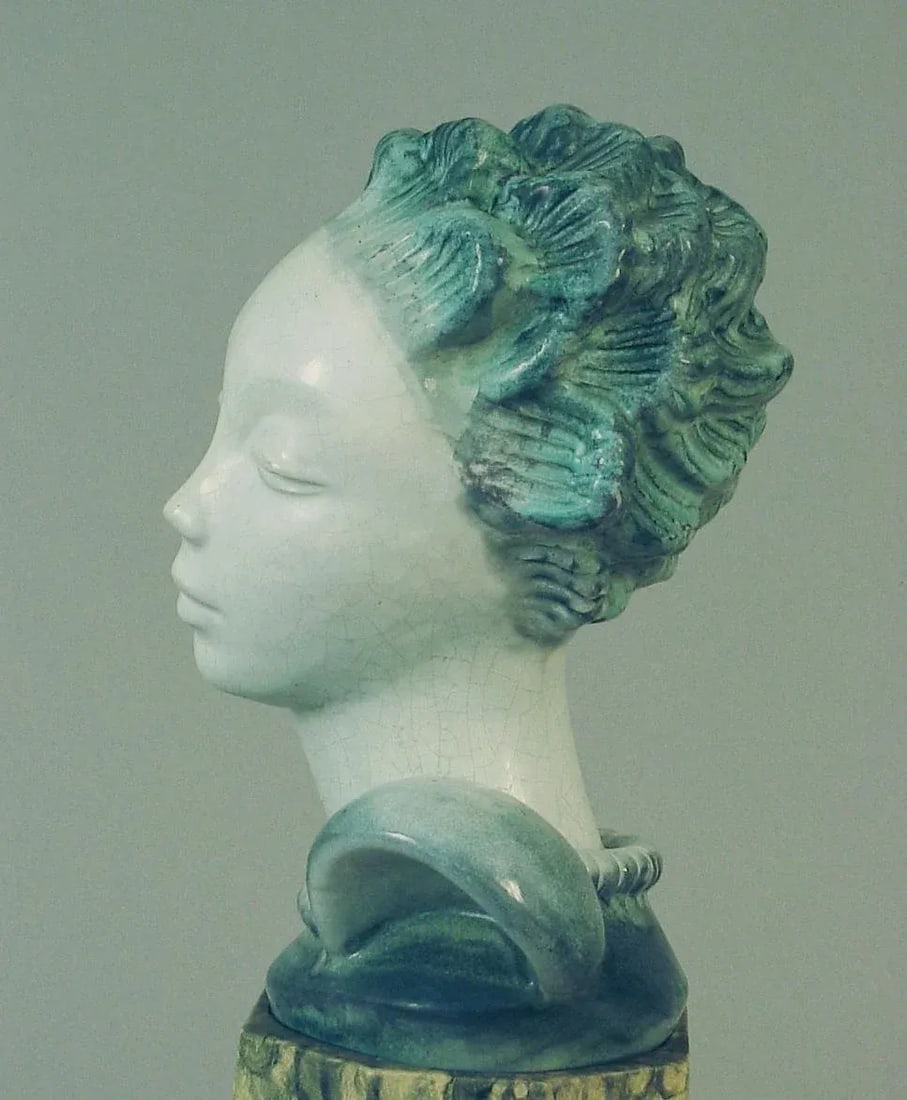 Art Deco Danish Porcelain Bust of a Woman - 6