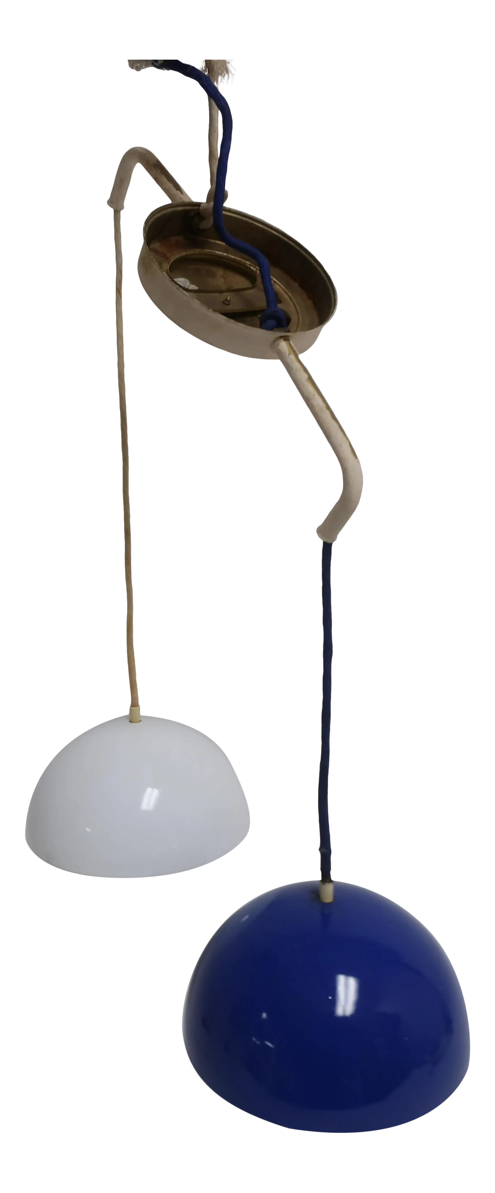 Verner Panton Vintage Mid Century Blue & White Double Flower Pot Ceiling Light (1 of 13)