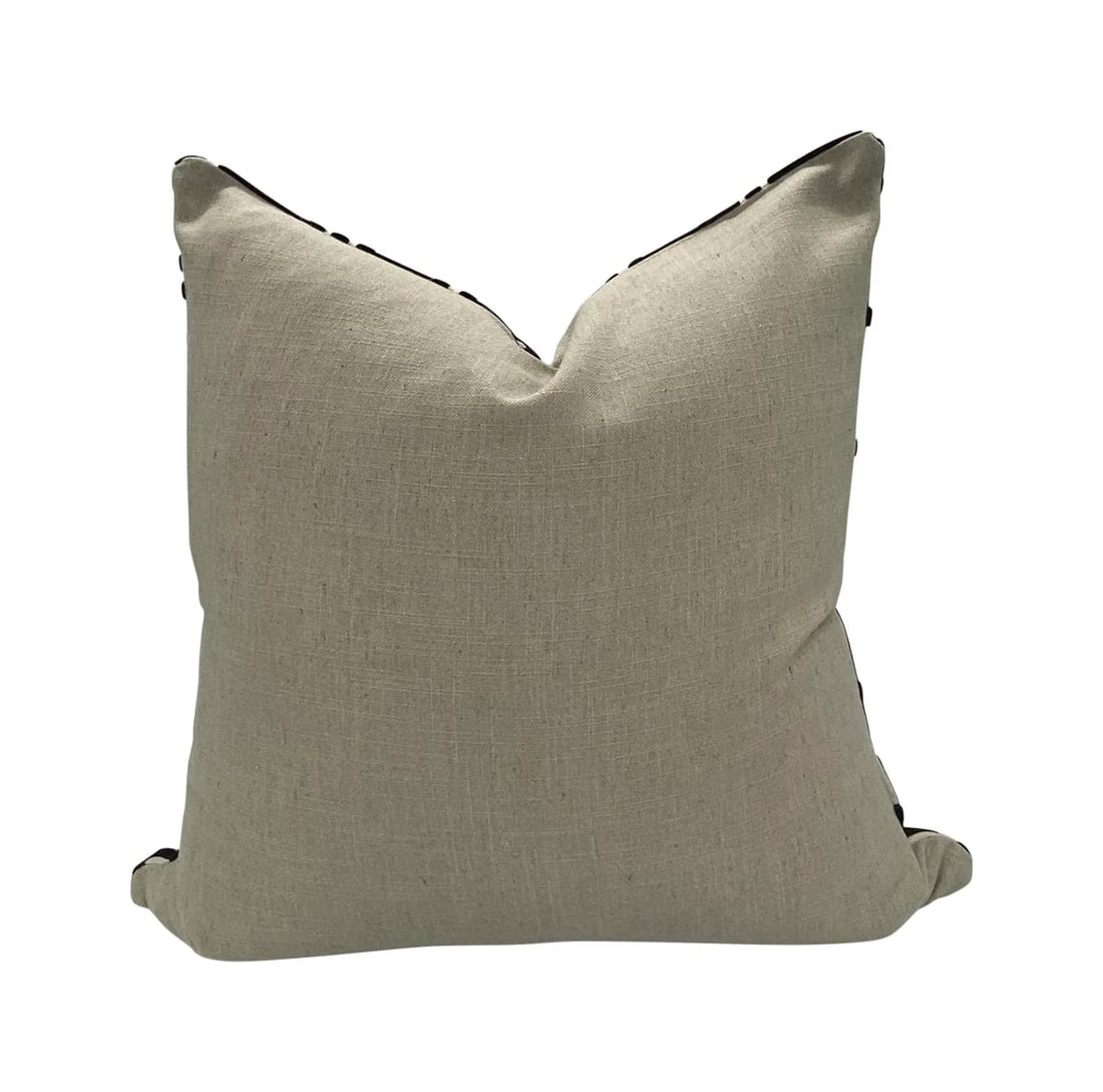 Black and Flax Greek Key Pillows- a Pair - 2