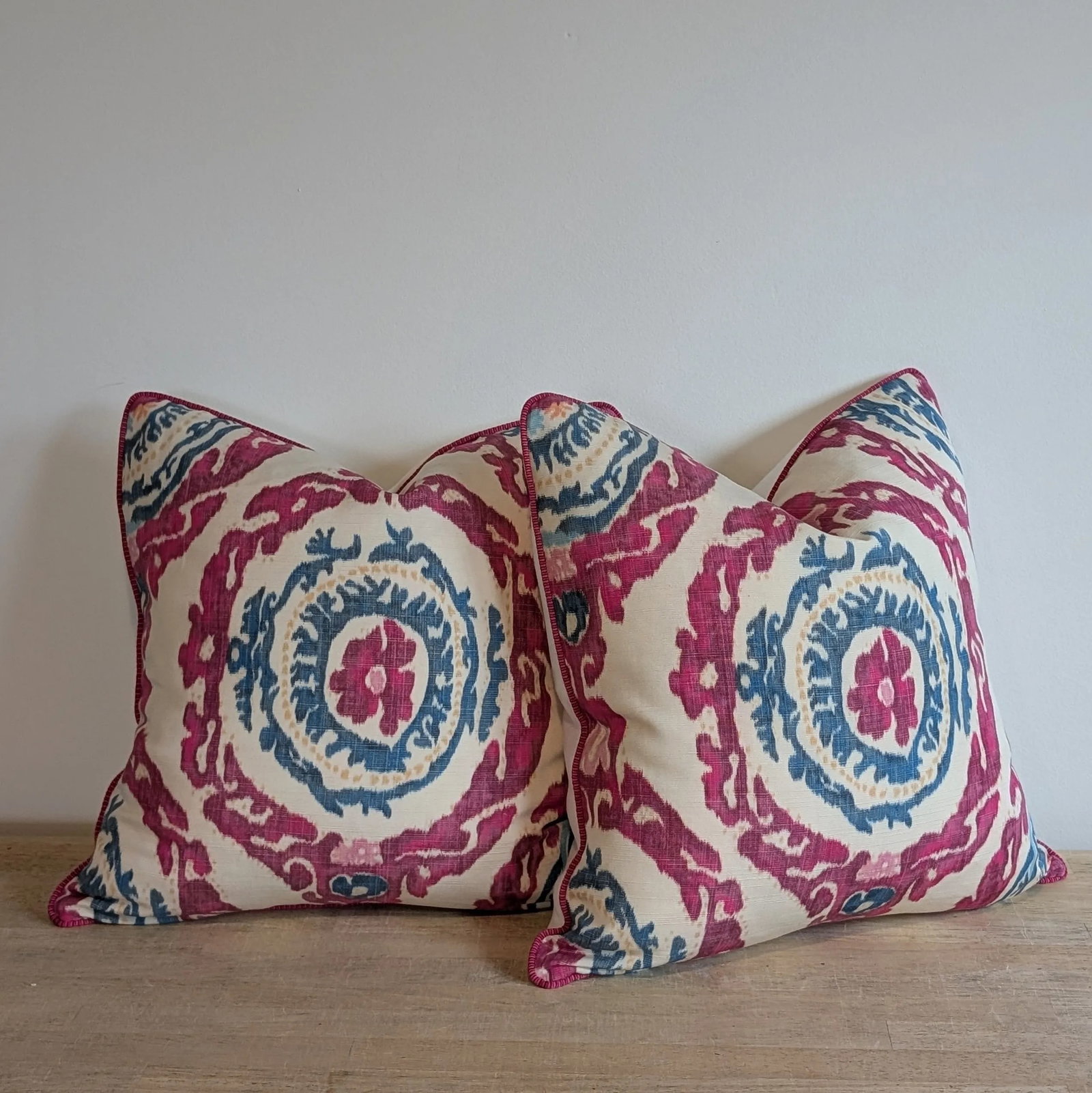 Brunschwig & Fils Kaitag Pink Warp Print Pillows - Set of 2 - 3