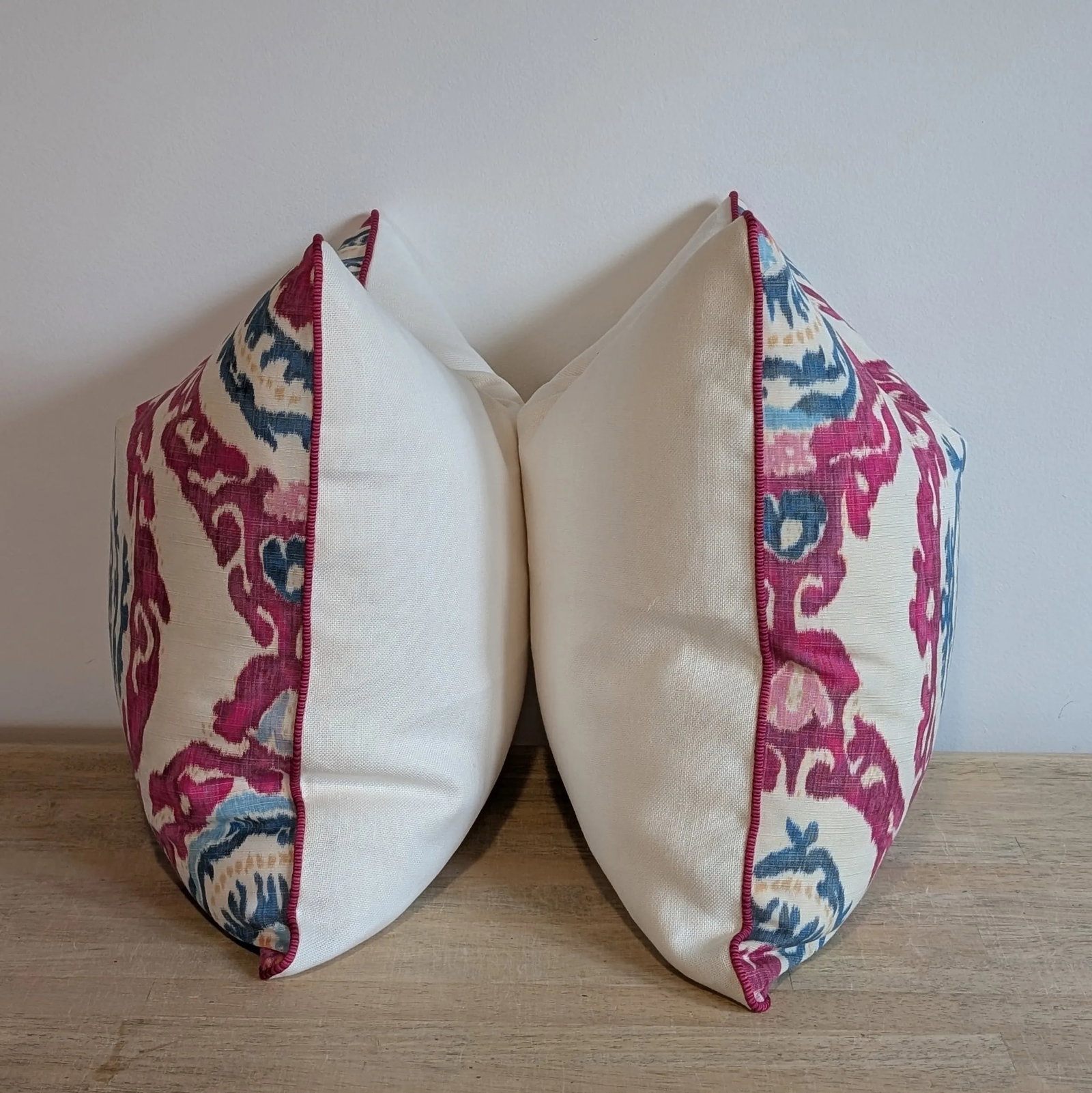 Brunschwig & Fils Kaitag Pink Warp Print Pillows - Set of 2 - 4